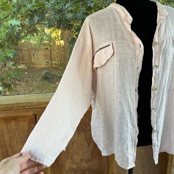 New Collection Women's 100% Linen Light Pink Jacket Size L - Picture 5 of 9